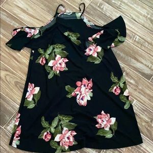 Black cold shoulder floral dress